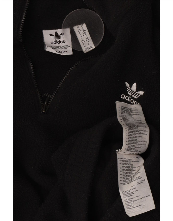 Damska bluza polarowa Adidas z zamkiem błyskawicznym, oversize UK 10, mały, czarny poliester