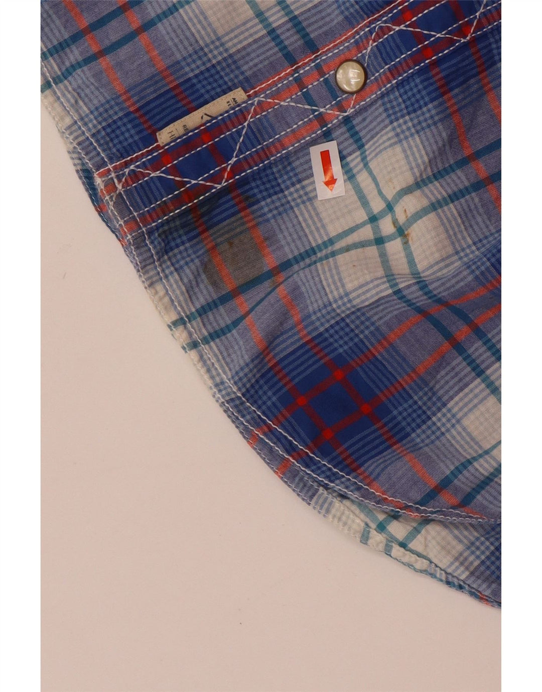 Męska koszula z krótkim rękawem Tommy Hilfiger z grafiką, bawełniana w średnią niebieską kratkę