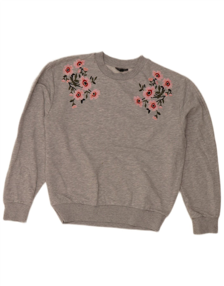 Damski sweter oversize Topshop UK 6 XS Szary, kwiatowy poliester