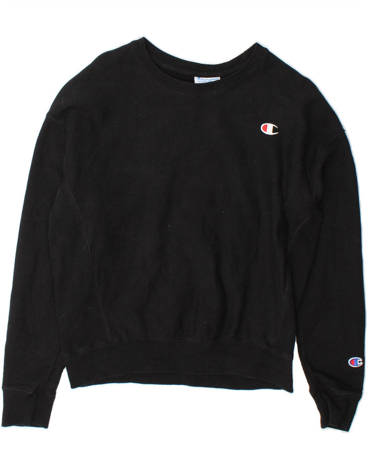 CHAMPION Womens Reverse Weave Sweatshirt Jumper UK 14 Medium Black Cotton Vintage Champion and Second-Hand Champion from Messina Hembry 