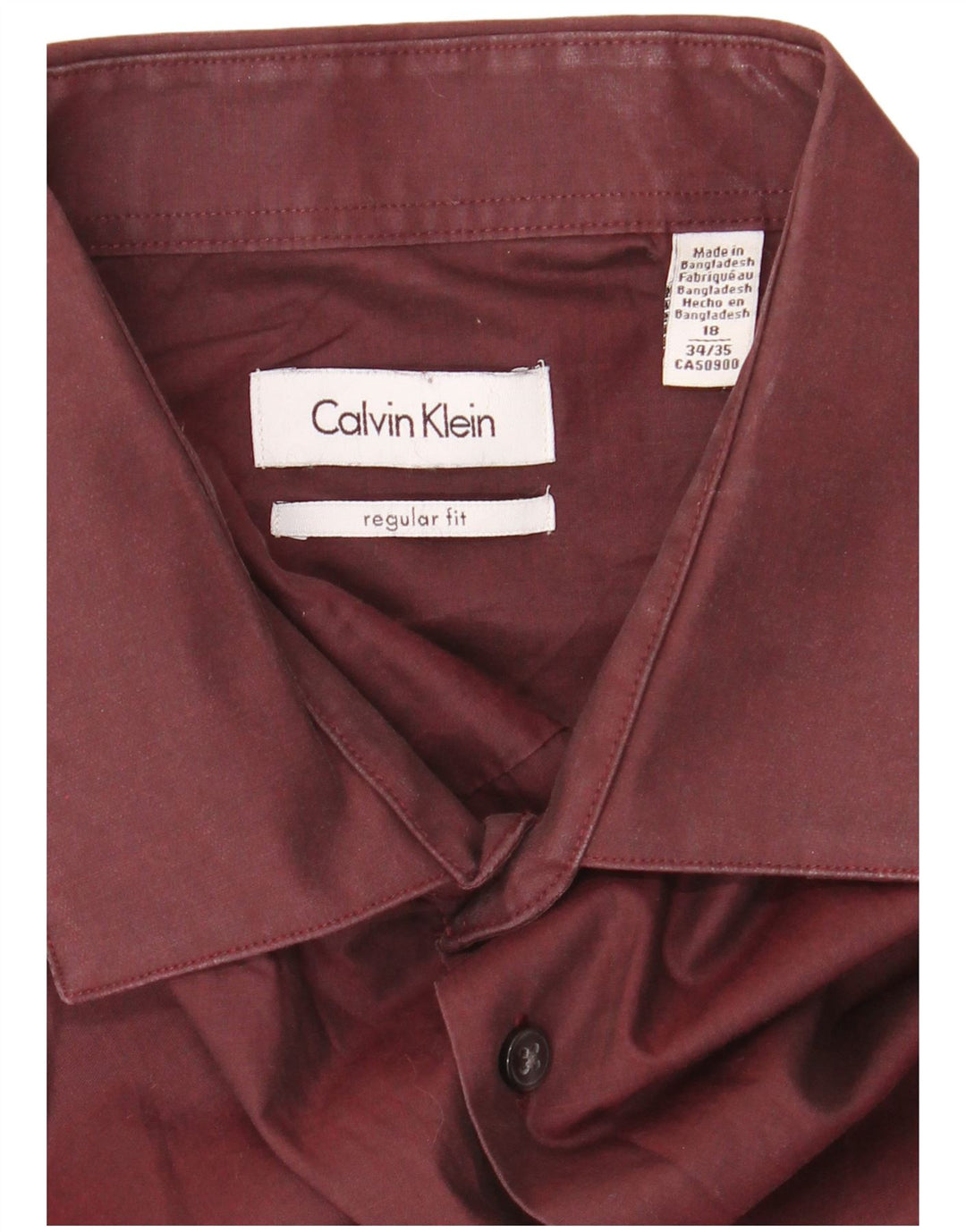 Koszula męska CALVIN KLEIN o regularnym kroju, rozmiar 18 2XL, bordowa, bawełniana