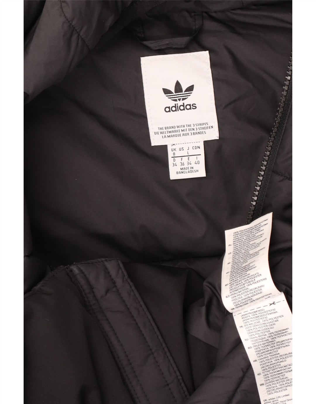 Damska wyściełana kurtka z kapturem Adidas UK 8 Mały czarny poliester