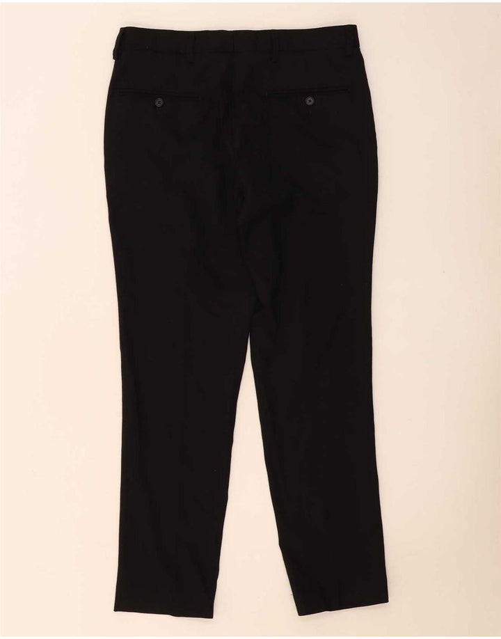 Marks & Spencer Męskie spodnie garniturowe slim fit W32 L29 Czarna wełna