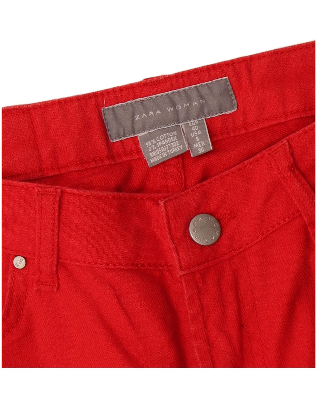 Damskie proste dżinsy Zara EU 40 Medium W30 L31 Czerwona bawełna