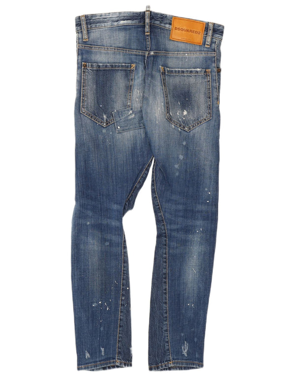 Dsquared2 Damskie dżinsy w trudnej sytuacji IT 42 Medium W30 L27 Niebieskie cętki