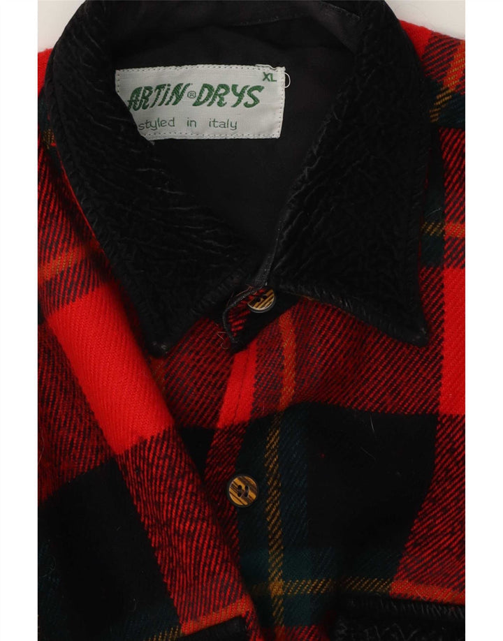 Vintage męska koszula flanelowa XL w czerwoną kratę