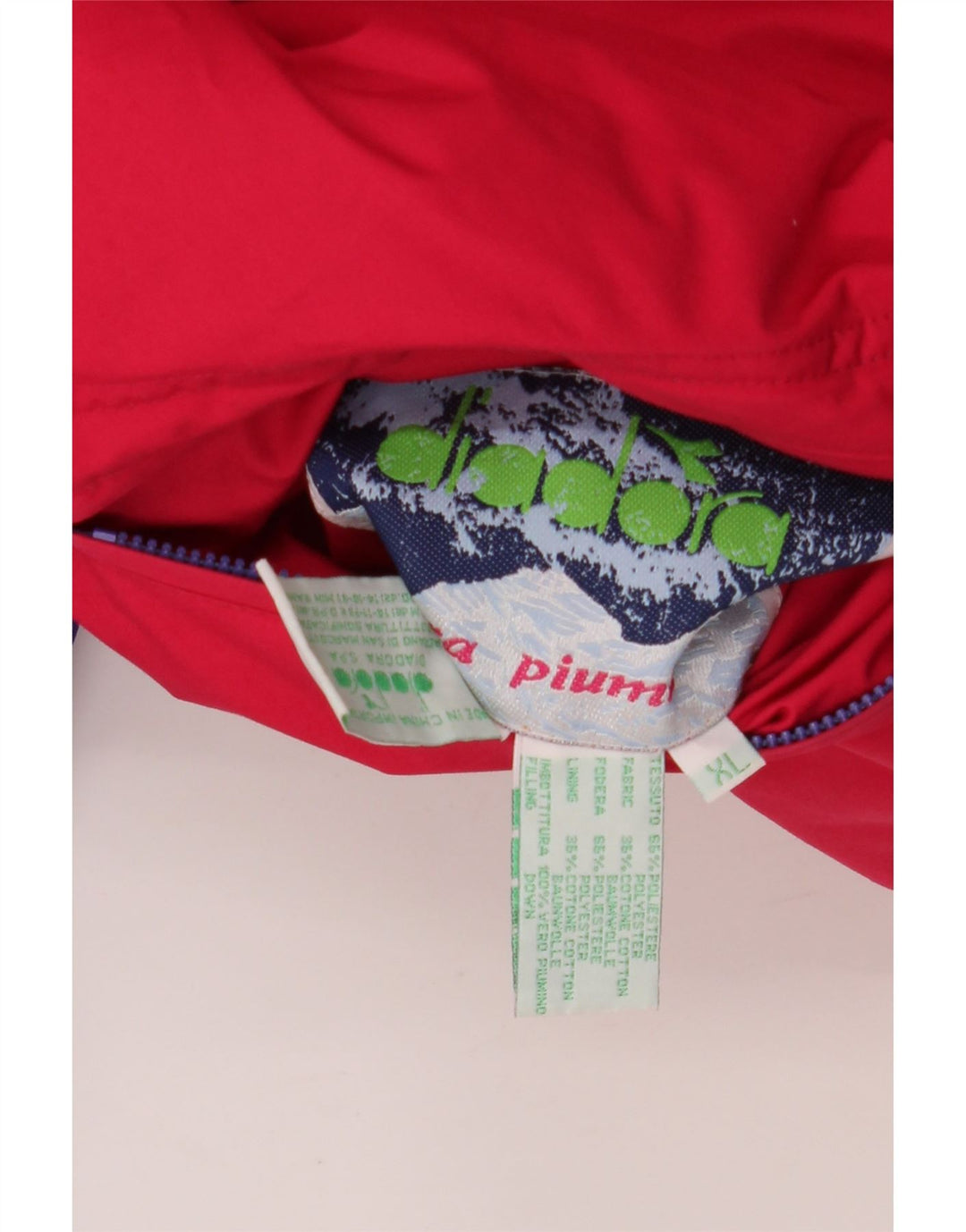 DIADORA Męska, dwustronna, oversize'owa ocieplana kurtka UK 42 XL, czerwona, poliester