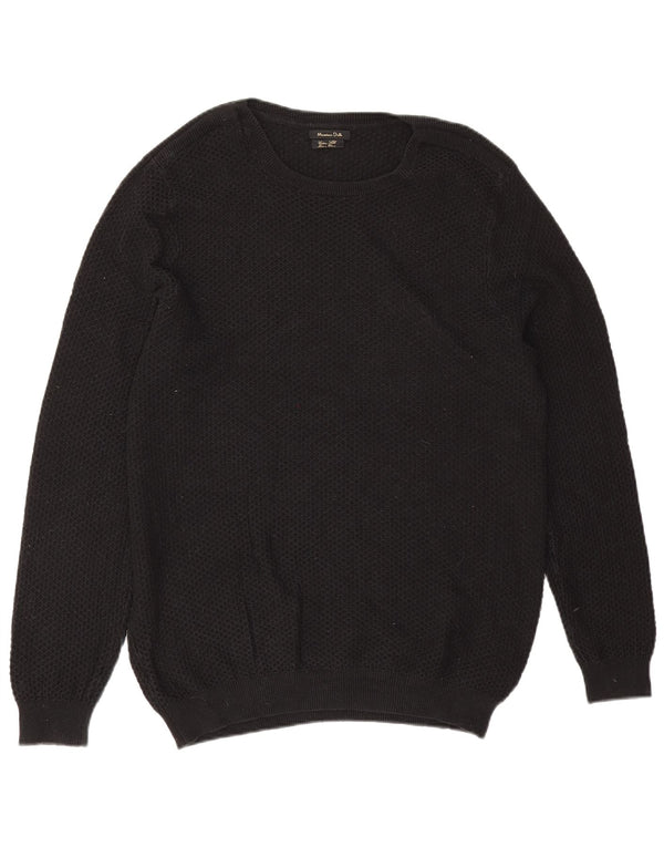 Męski sweter z okrągłym dekoltem Massimo Dutti XL, czarny, bawełniany