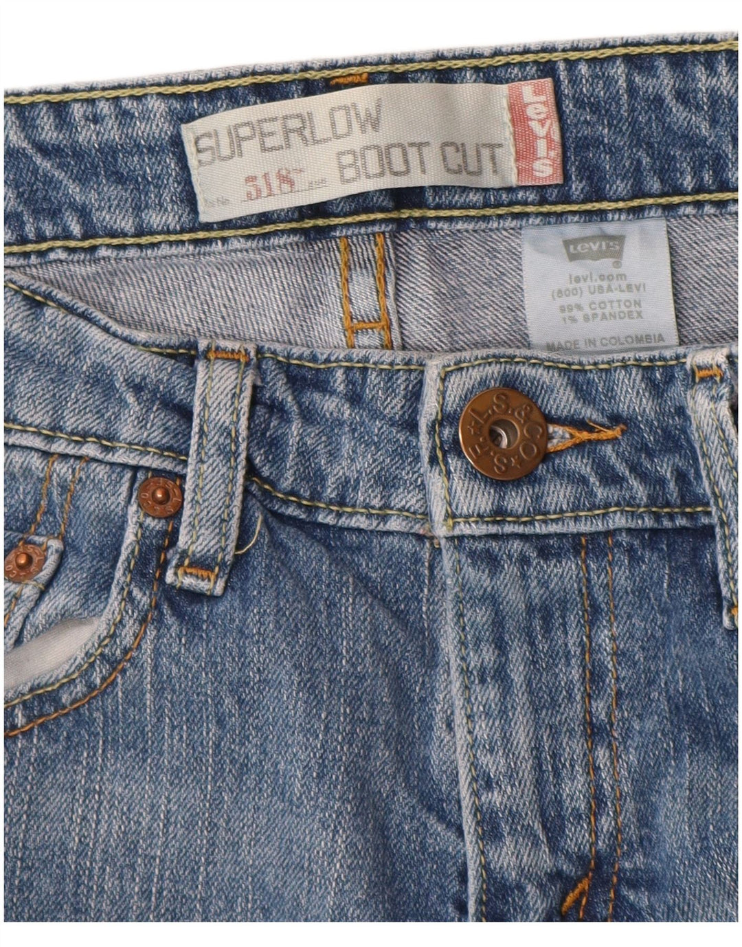 Damskie jeansy Levi's 518 Super Low Bootcut W28 L32 Niebieska bawełna