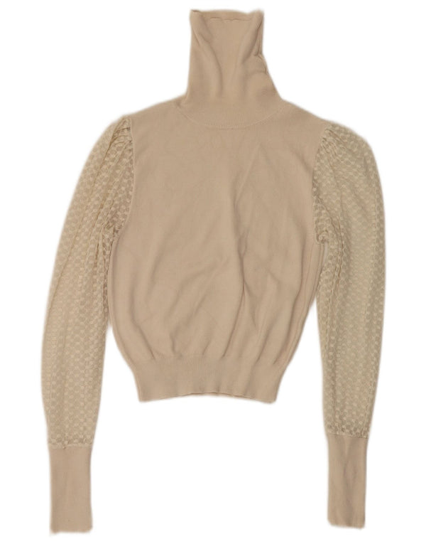 Damski sweter Zara z okrągłym dekoltem UK 8 Small White Viscose