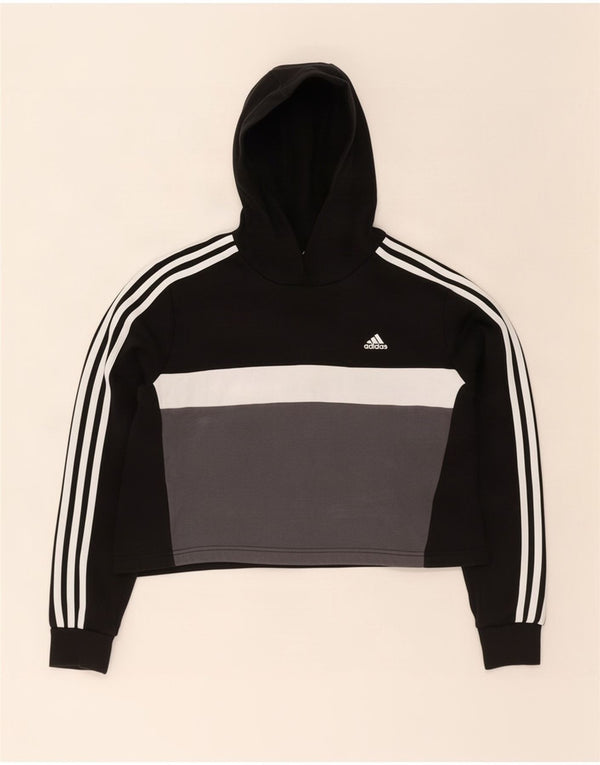 Adidas Dziewczęca Bluza Z Kapturem 14-15 Lat Czarna Bawełna z blokami kolorów