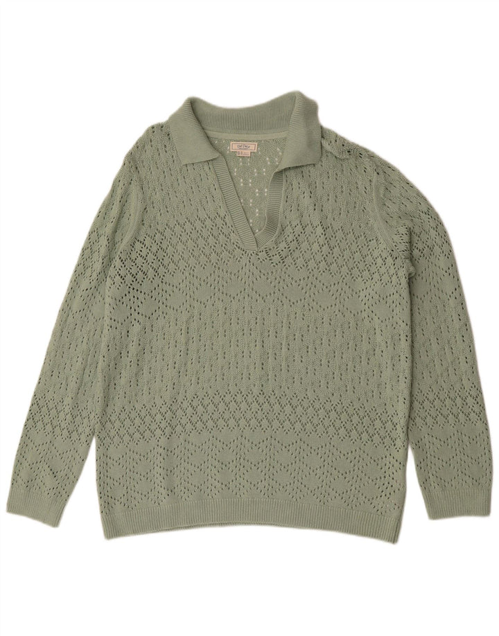 Damski sweter oversize Fat Face z kołnierzem polo UK 16, duży zielony