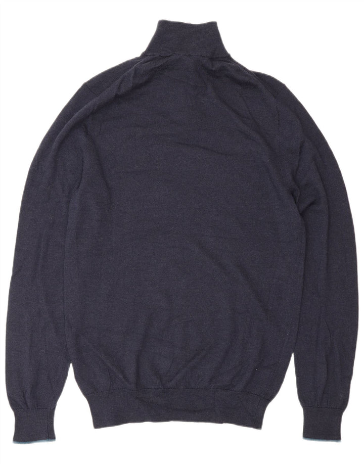 Męski sweter zapinany na zamek White Stuff, mały, granatowy, wełniany
