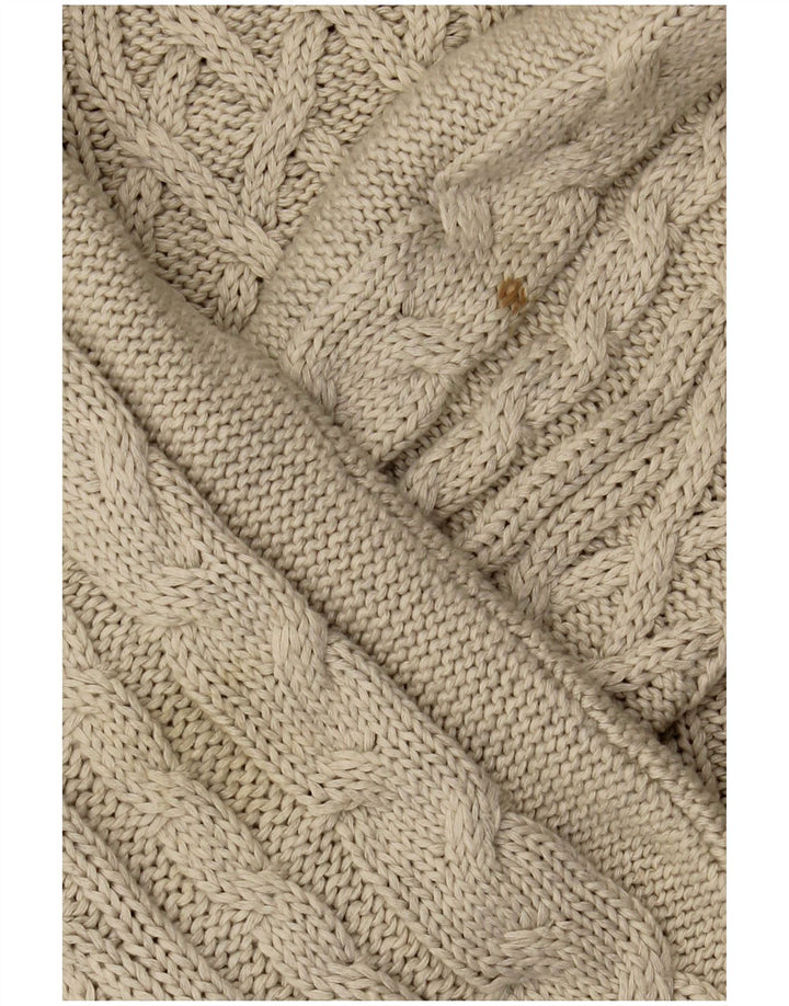Męski sweter Zara z dekoltem w łódkę, duży, beżowy, bawełniany