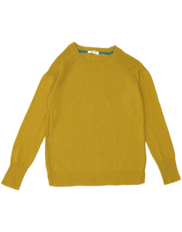 WHITE STUFF Womens Boat Neck Jumper Sweater UK 12 Medium Yellow Nylon Vintage White Stuff and Second-Hand White Stuff from Messina Hembry 