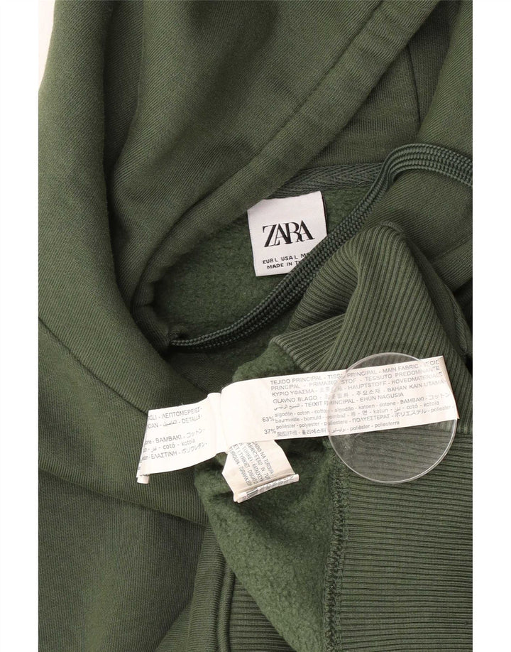 Męski sweter z kapturem Zara, duży, zielony, bawełniany