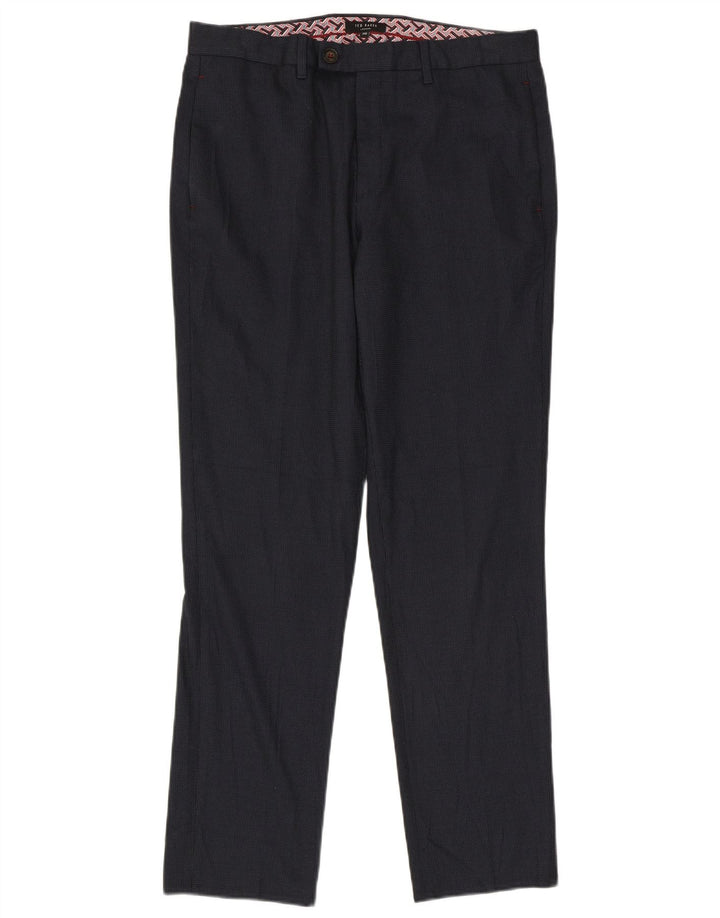 Męskie spodnie garniturowe Ted Baker London W34 L31 Granatowy poliester