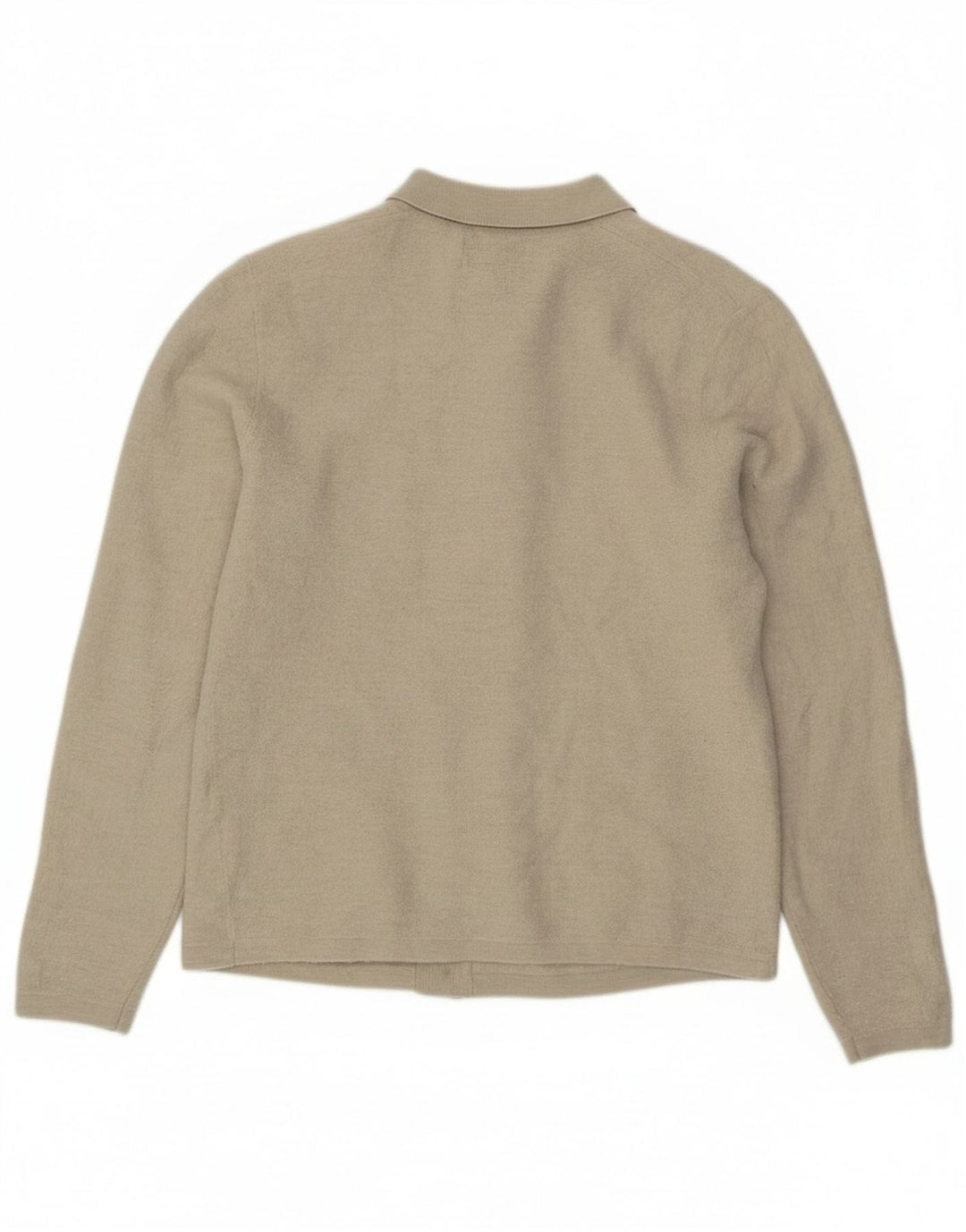 Marks & Spencer Męski sweter kardigan z autografem, średni beż, wełna merynosów