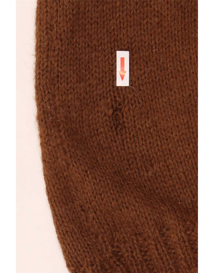 Sweter damski w stylu vintage z wywijanym dekoltem UK 12, średni brąz