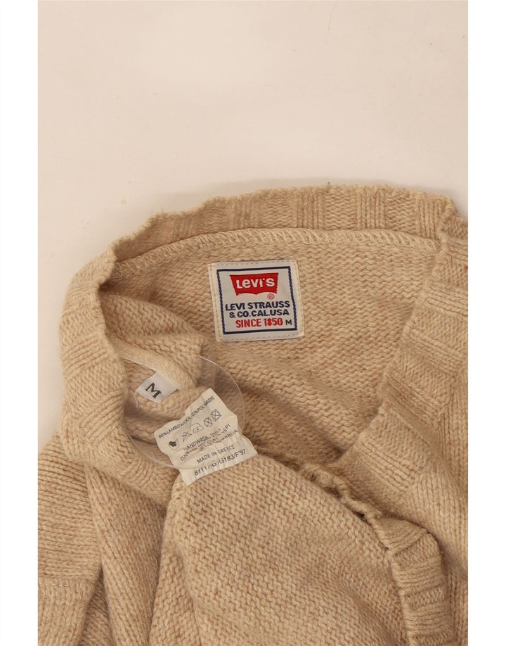 Męski sweter Levi's z dekoltem w kształcie litery V, średnio beżowy, wełniany