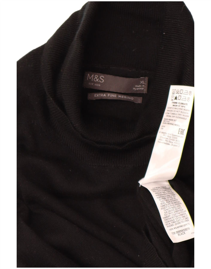 Marks & Spencer Męski sweter z golfem XL, czarna, wełna merynosów