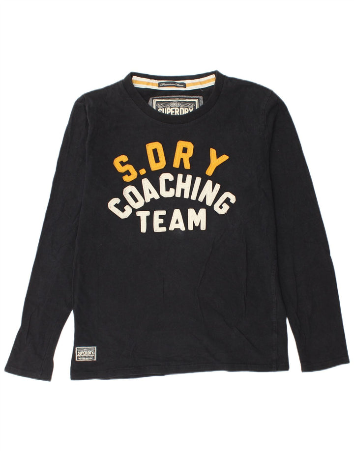 SUPERDRY Męski graficzny top z długim rękawem, duży, czarny, bawełniany