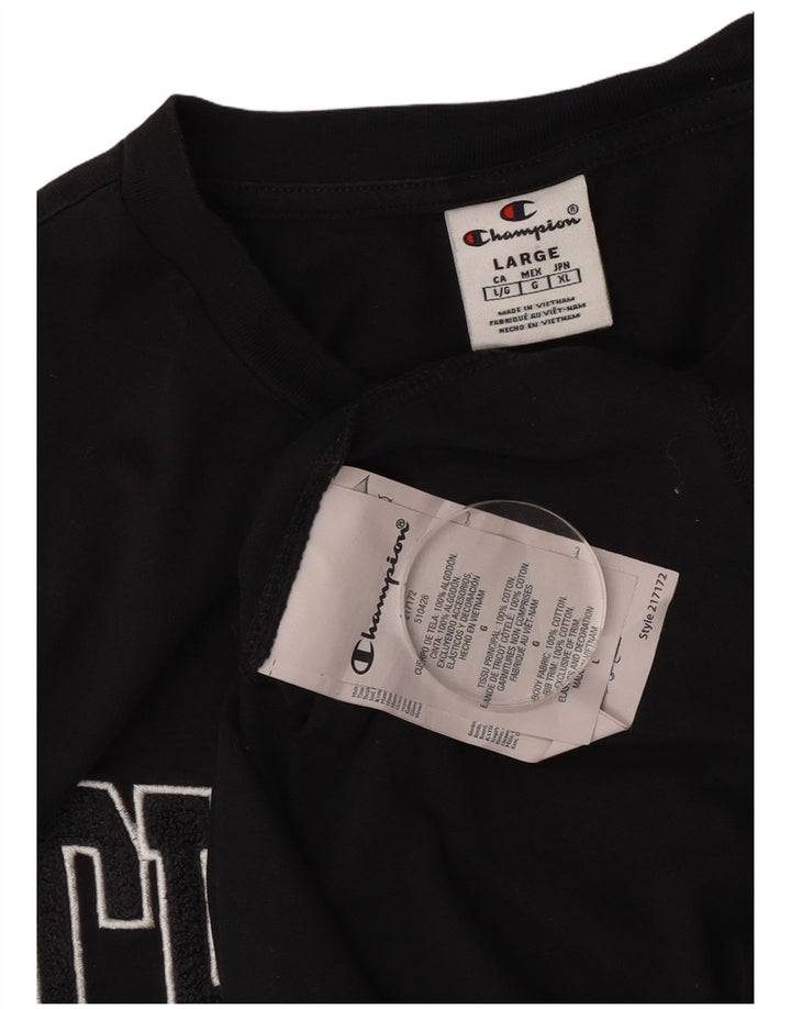 Męski T-shirt Champion z grafiką, duży, czarny, bawełniany