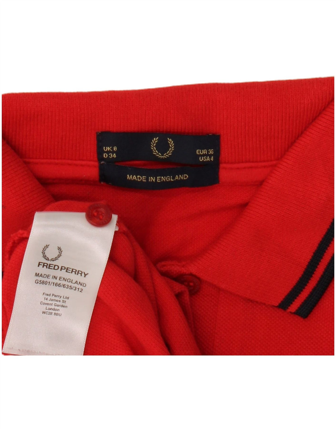 Damska koszulka polo Fred Perry, UK 8, mała, czerwona, bawełniana