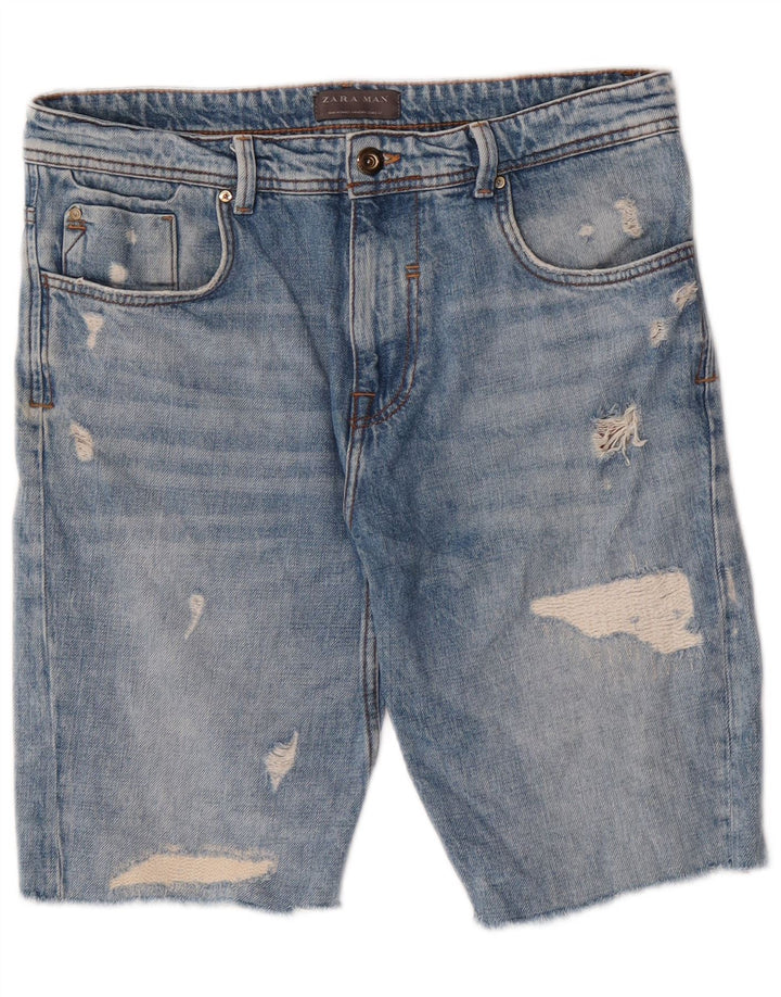 Męskie spodenki jeansowe Zara w trudnej sytuacji EU 42, duże W32, niebieskie