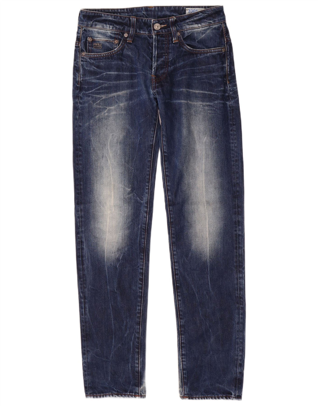 G-Star Męskie 3301 Slim Jeans W28 L32 Niebieska bawełna