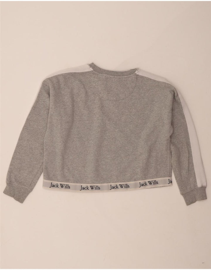 JACK WILLS Womens Oversized Graphic Sweatshirt Jumper UK 12 Medium Grey