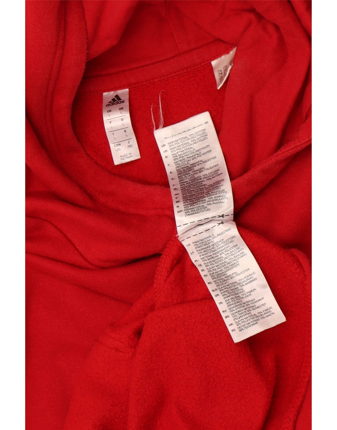 Adidas Męski sweter z kapturem, duży, czerwony, bawełniany