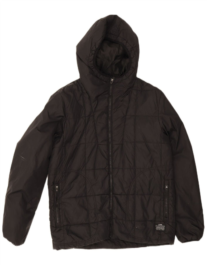 JACK & JONES Mens Hooded Padded Jacket UK 38 Medium Black Nylon
