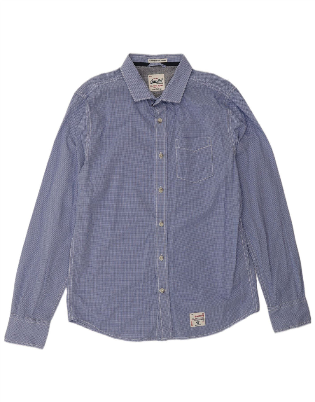 SUPERDRY Koszula męska XL, bawełniana niebieska kratka