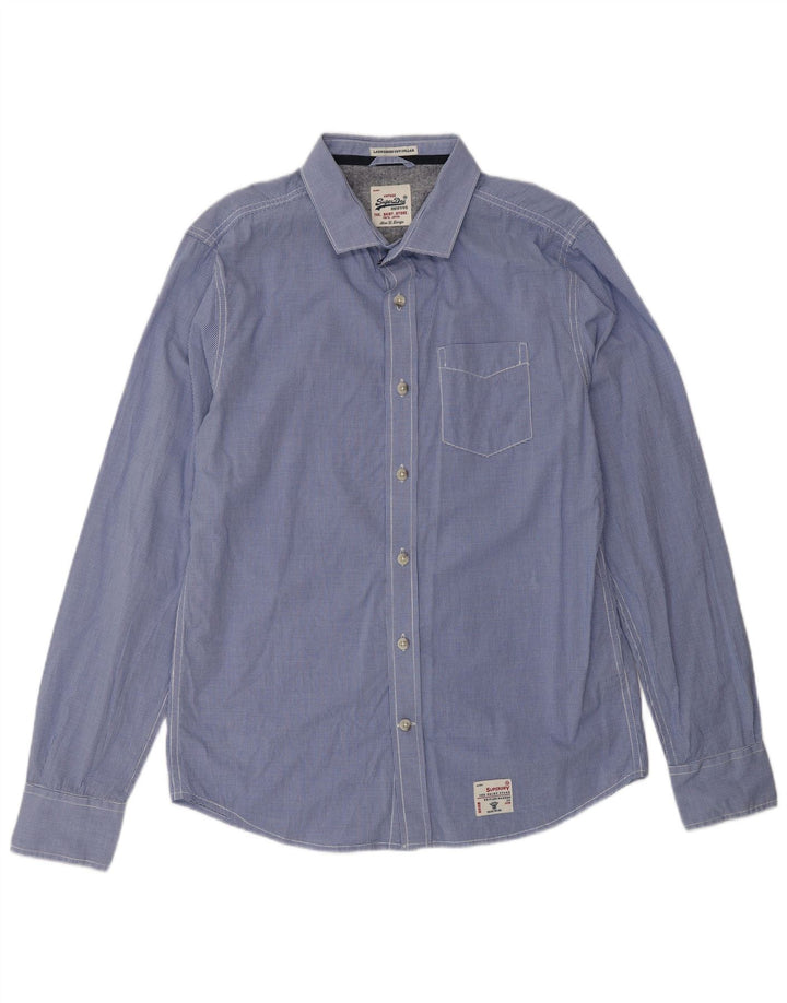 SUPERDRY Koszula męska XL, bawełniana niebieska kratka