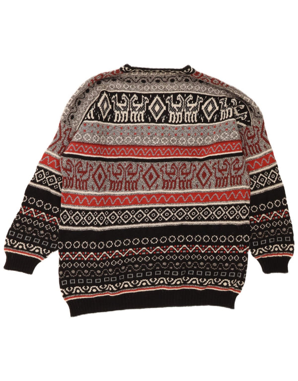 Męski sweter z okrągłym dekoltem Stefanel, duży, wielokolorowy Fair Isle