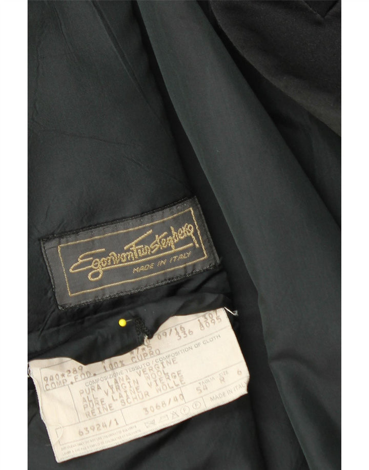 Egon Von Furstenberg Męskie UK 40 Large W32 L32 Czarna dziewicza wełna