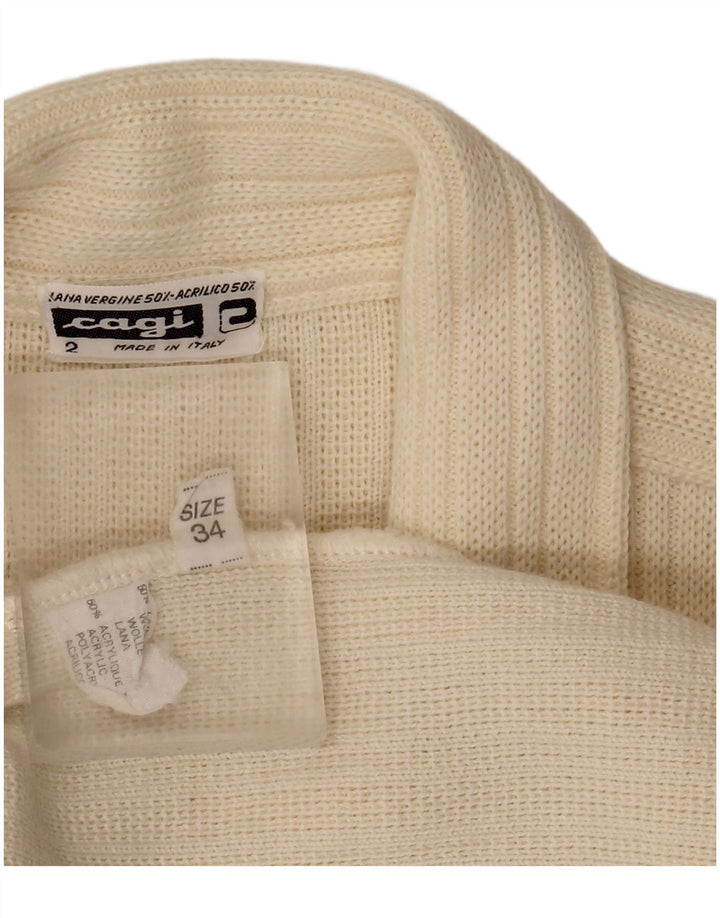 Damski sweter oversize z podwójnymi piersiami CAGI IT 34 2XS Off White