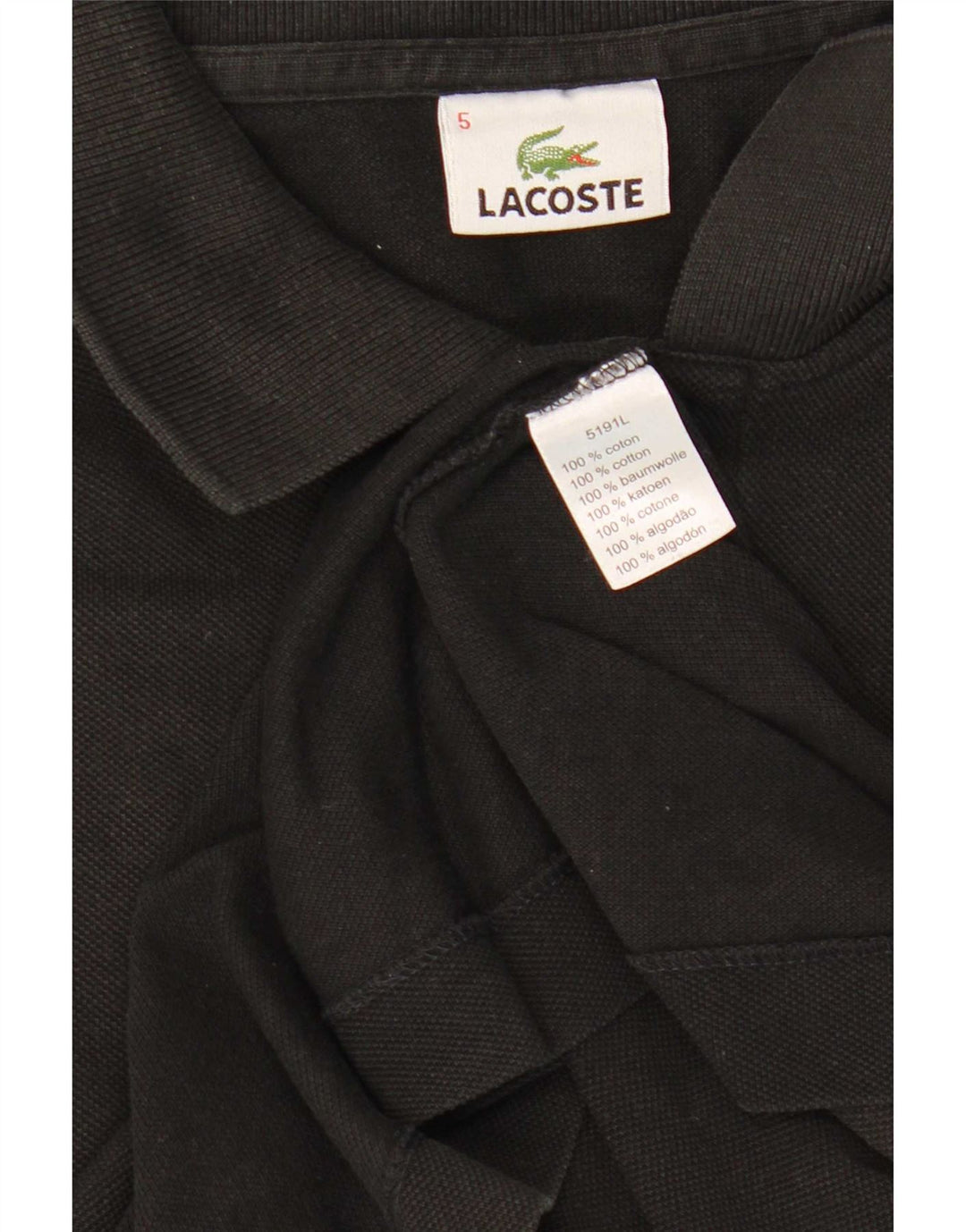 Męska koszulka polo Lacoste, rozmiar 5, duża, czarna, bawełniana
