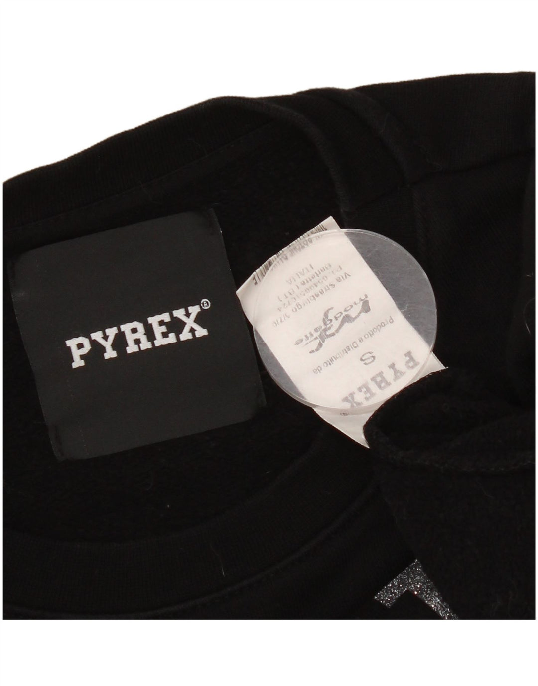 Damska bluza oversize Pyrex z grafiką, UK 10, mała, czarna bawełna
