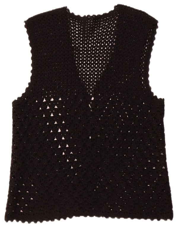 Sweter damski bez rękawów VINTAGE UK 16, duży, czarny