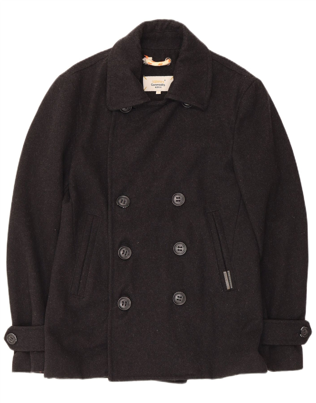 Płaszcz męski Superdry Pea Coat UK 38, średnia czarna wełna