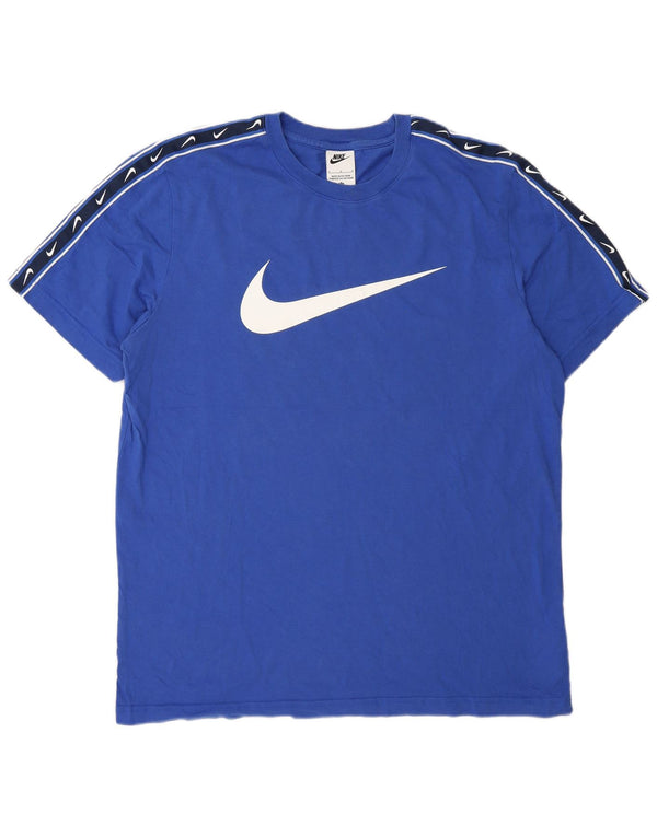 Męska koszulka z grafiką Nike, duża, niebieska, bawełniana z blokami kolorów