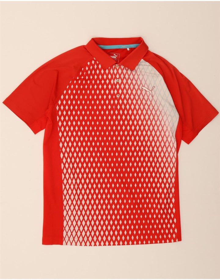 PUMA Mens Polo Shirt Small Red Argyle/Diamond Vintage Puma and Second-Hand Puma from Messina Hembry 