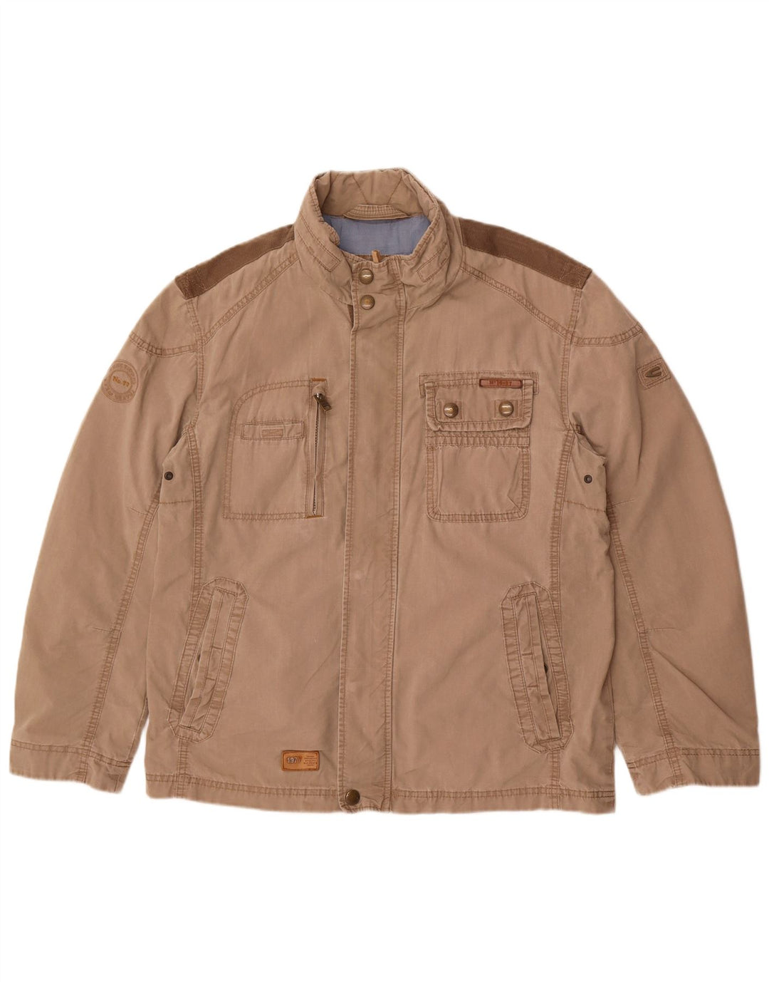 Męska kurtka użytkowa Camel Active UK 40, duża, beżowa, z blokami kolorów