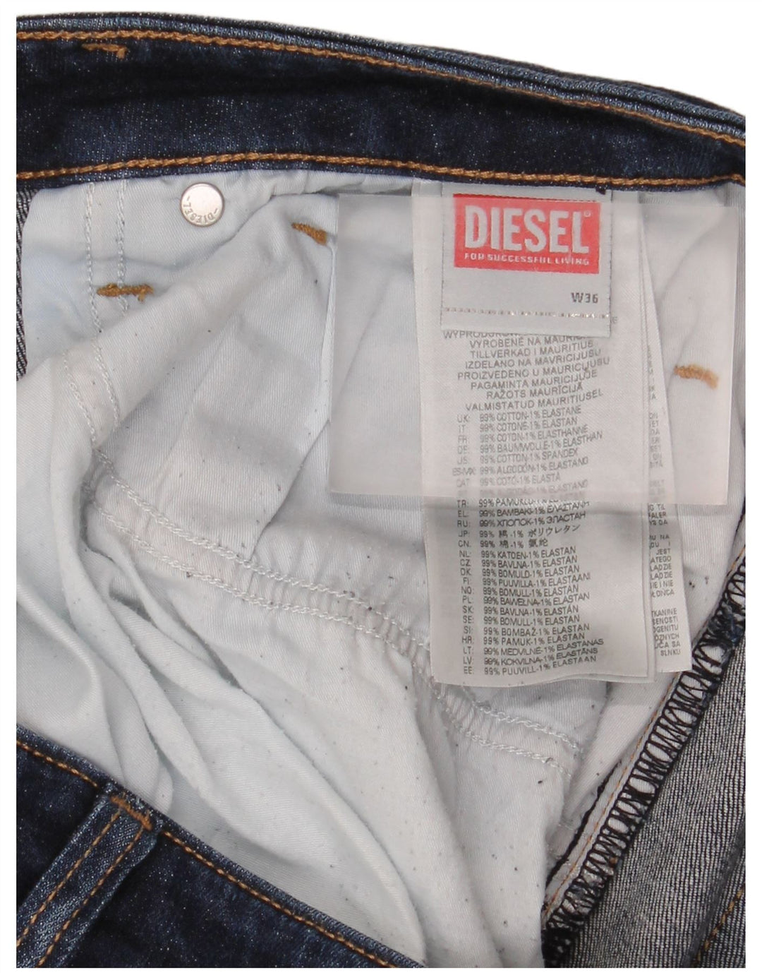 Diesel Męskie Proste Dżinsy W36 L32 Granatowe Bawełniane