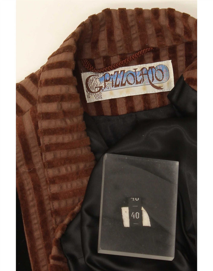 Vintage damska marynarka oversize zapinana na 2 guziki EU 40 w średnie brązowe paski