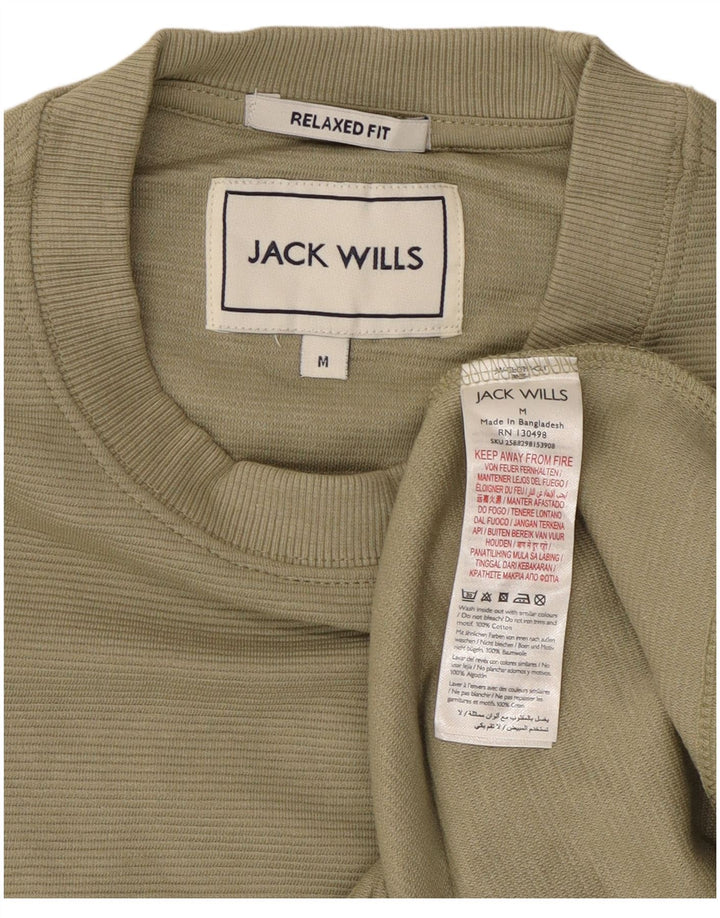JACK WILLS Męski top o luźnym kroju z długim rękawem, średnio zielony, bawełniany