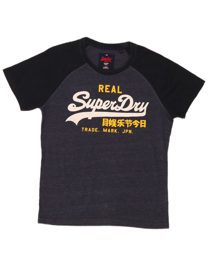 Męski T-shirt z grafiką Superdry, duży, szary, bawełniany blok kolorów