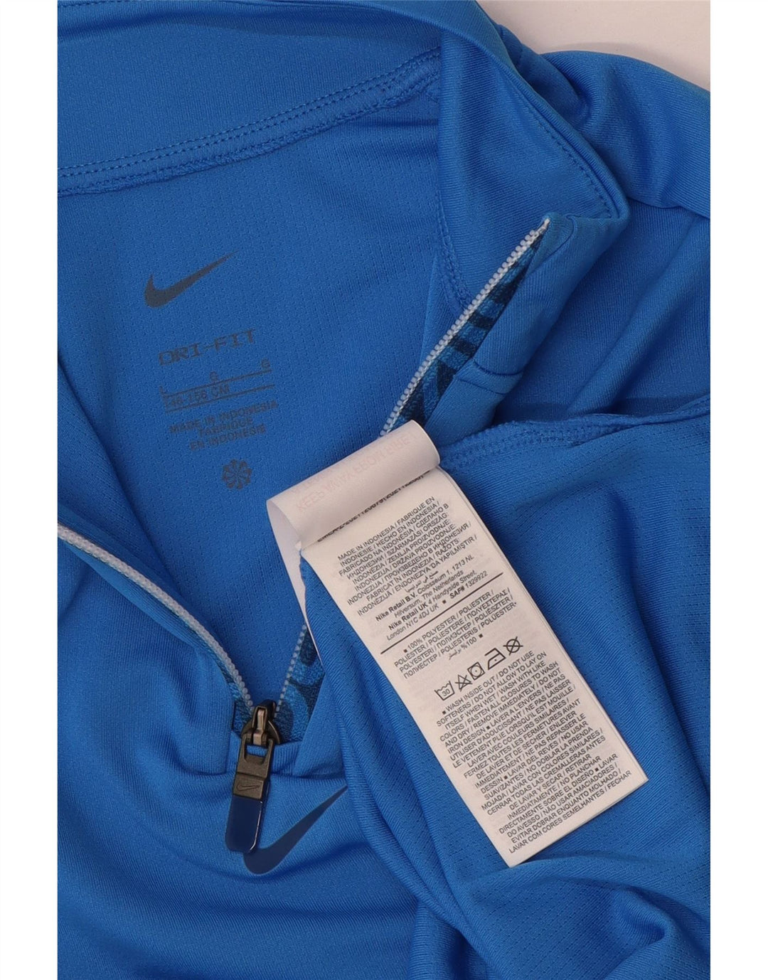 Top dresowy dziewczęcy Nike Dri Fit z zamkiem błyskawicznym na szyi 12-13 lat, duży, niebieski